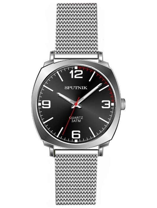 Наручные часы Спутник М-858451 Н-1 (черн.,бел.оф. ) браслет