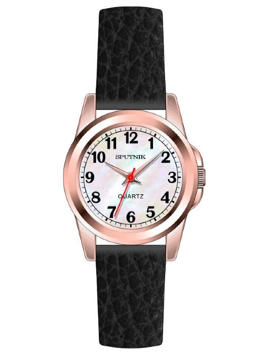 Наручные часы Спутник Л-200930-8 (перл.) черный рем