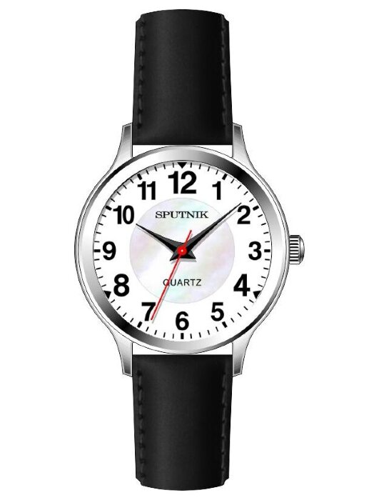 Наручные часы Спутник Л-201260-1 (бел.+перл.) черный рем