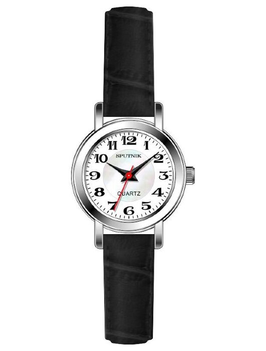 Наручные часы Спутник Л-201310-1 (бел.+перл.) черный рем