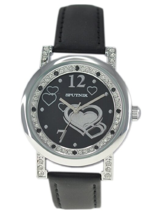 Наручные часы Спутник Л-300321-1 (черн.) кам ,черный рем