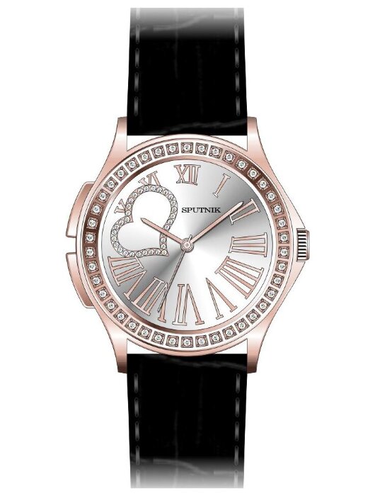 Наручные часы Спутник Л-300361-8 (сталь) кам. ,черный рем