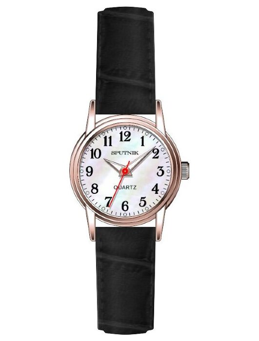 Наручные часы Спутник Л-201350-8 (перл.) черный рем