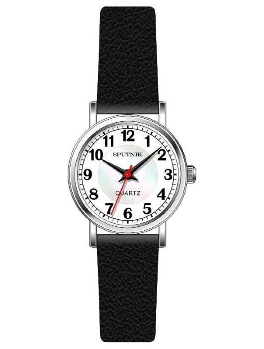 Наручные часы Спутник Л-201380-1 (бел.+перл.) черный рем