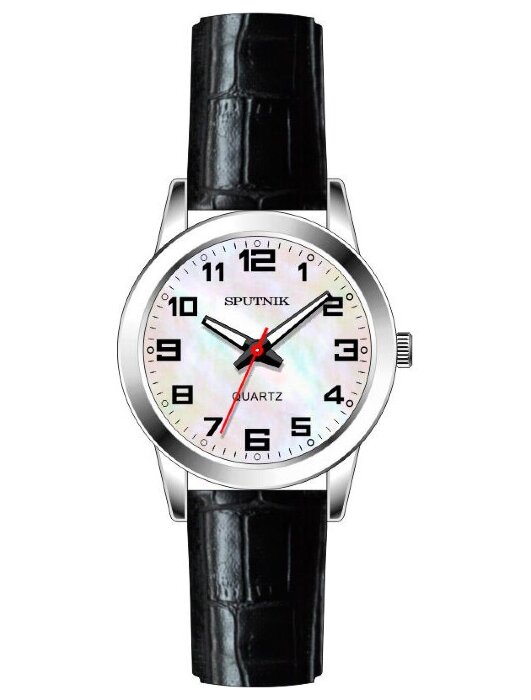 Наручные часы Спутник Л-200920-1 (перл.) черный рем