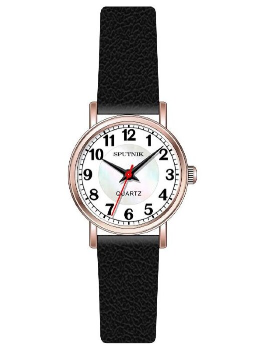 Наручные часы Спутник Л-201380-8 (бел.+перл.) черный рем