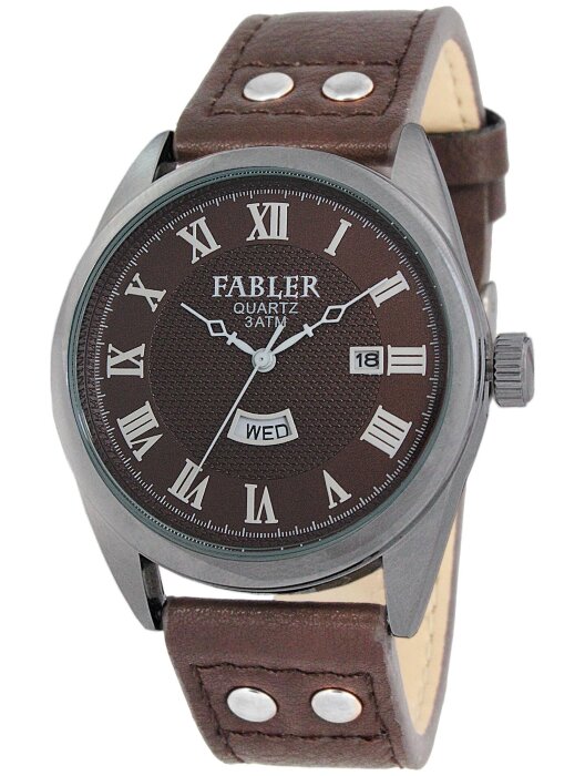 Наручные часы FABLER FM-710221-1 (корич.) 2 календарь,кож.рем