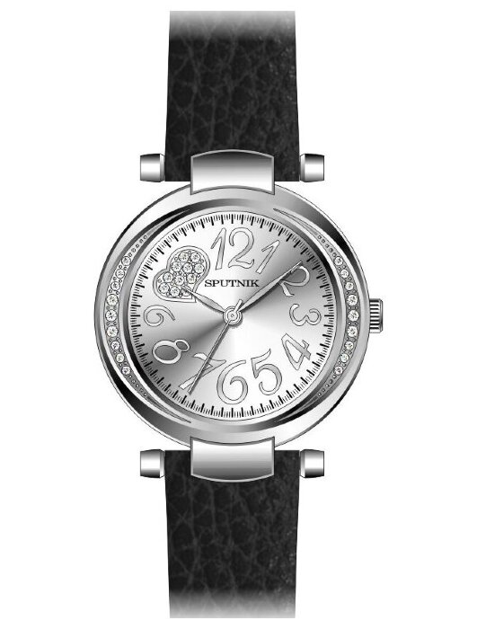 Наручные часы Спутник Л-300390-1 (сталь,ст.офом.) кам.,черный рем