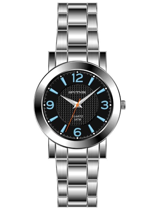 Наручные часы Спутник М-996961-1 (черн.,син.оф.)