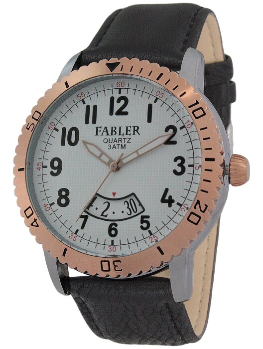Наручные часы FABLER FM-710230-6 (бел.) 1 календарь,кож.рем