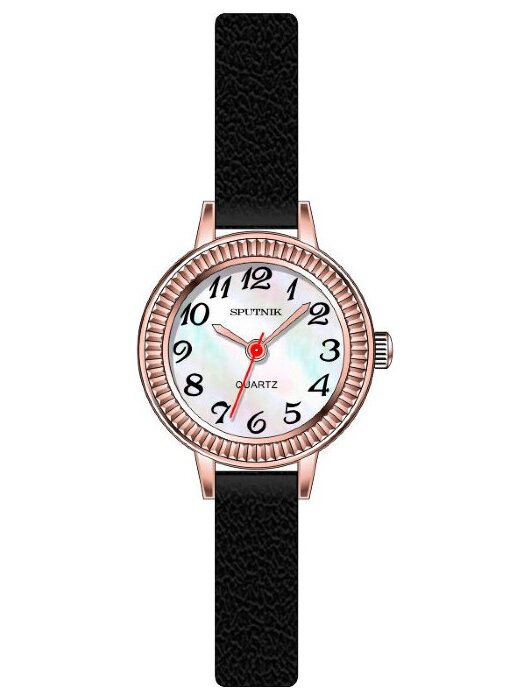 Наручные часы Спутник Л-201220-8 (перл.) черный рем