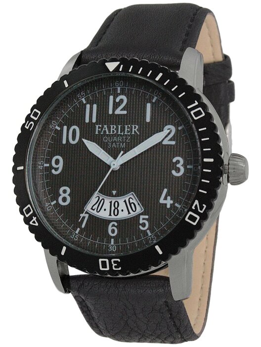 Наручные часы FABLER FM-710230-1.3 (черн.) 1 кален-рь,кож.рем