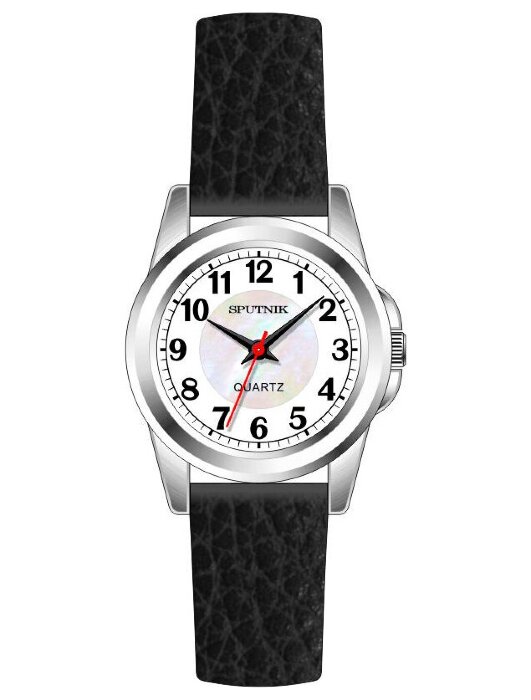 Наручные часы Спутник Л-200930-1 (бел.+перл.) черный рем