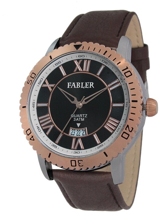 Наручные часы FABLER FM-710231-6 (корич.) 1 календарь,кож.рем