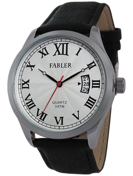Наручные часы FABLER FM-710251-1 (бел.) 1 календарь,кож.рем