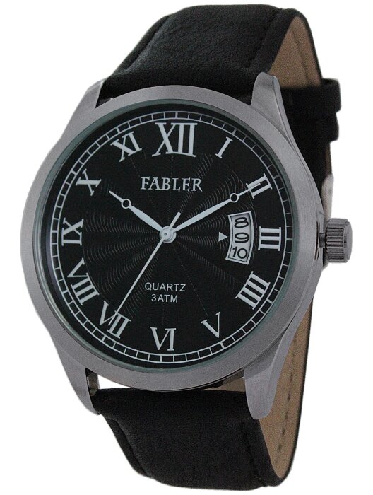 Наручные часы FABLER FM-710251-1 (черн.) 1 календарь,кож.рем