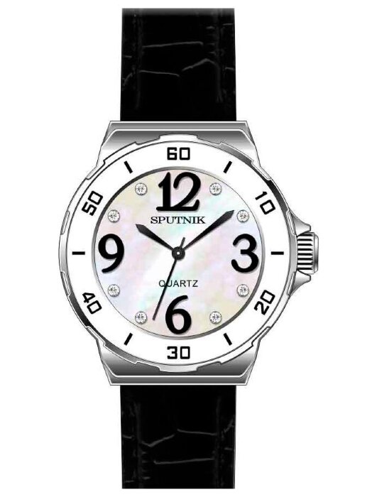 Наручные часы Спутник Л-300312-1.4 (перл.) черный рем
