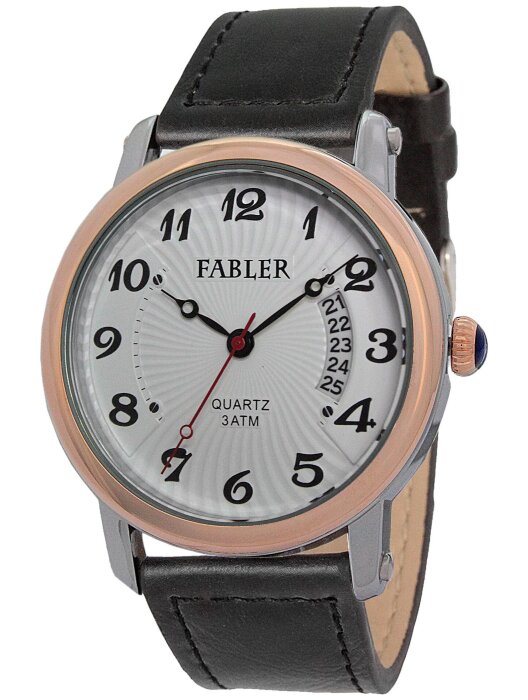 Наручные часы FABLER FM-710100-6 (бел.) 1 кален-рь,кож.рем