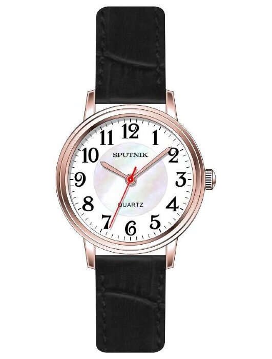 Наручные часы Спутник Л-201160-8 (бел.+перл.) черный рем