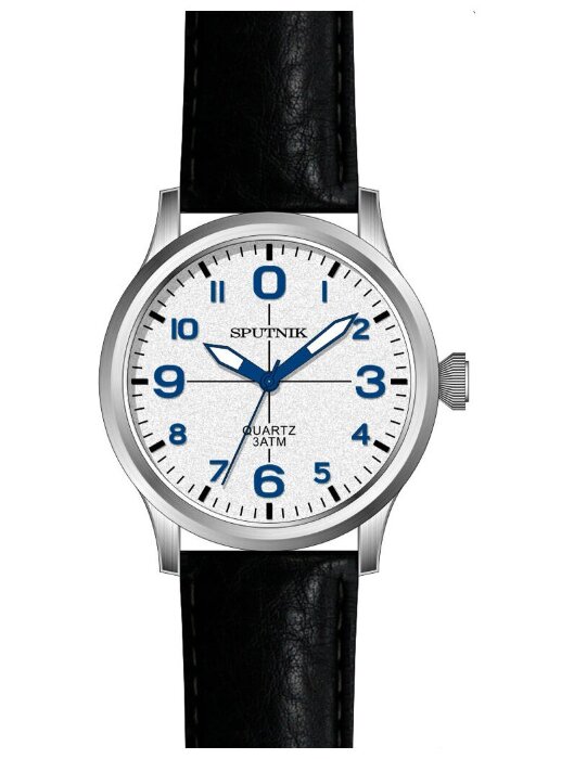 Наручные часы Спутник М-858250 Н -1 (сталь,син.оф.)кож.рем