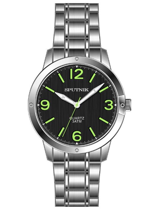 Наручные часы Спутник М-996981-1 (черн.зелен.оф.)