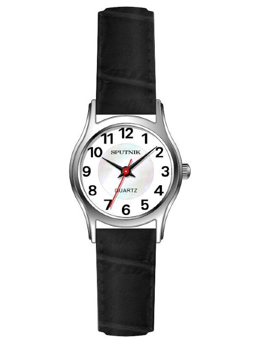 Наручные часы Спутник Л-201370-1 (бел.+перл.) черный рем