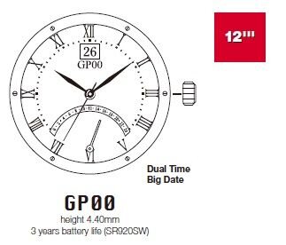 Механизм Miyota GP00-12H