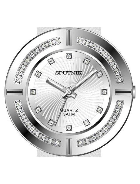 Наручные часы Спутник Л-300512-1 (сталь) кам.,белый рем