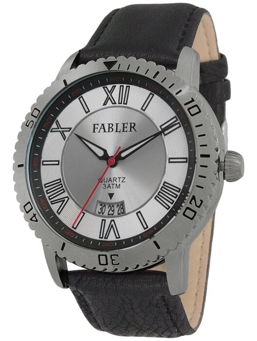 Наручные часы FABLER FM-710231-1 (бел.+сталь) 1 календарь,кож.рем