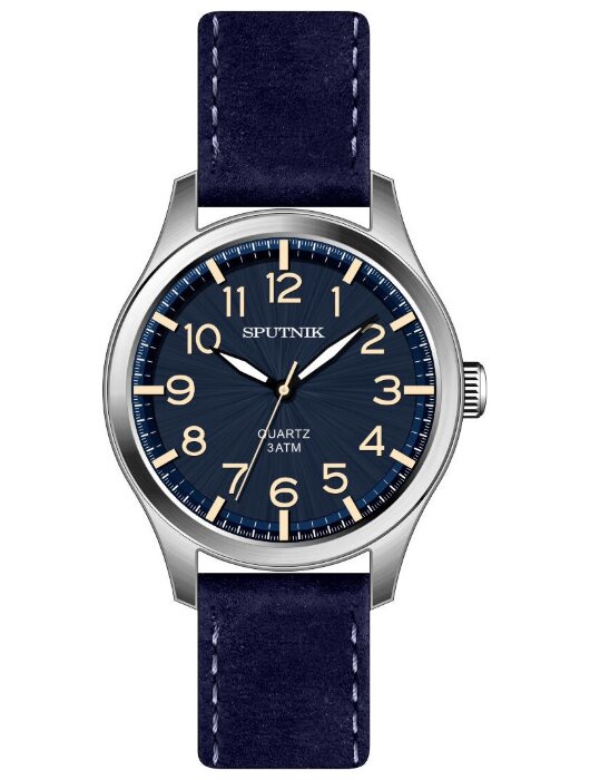 Наручные часы Спутник М-858352 Н-1 (синий) кож.рем