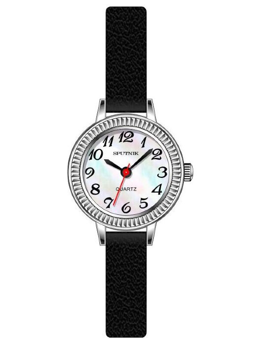 Наручные часы Спутник Л-201220-1 (перл.) черный рем