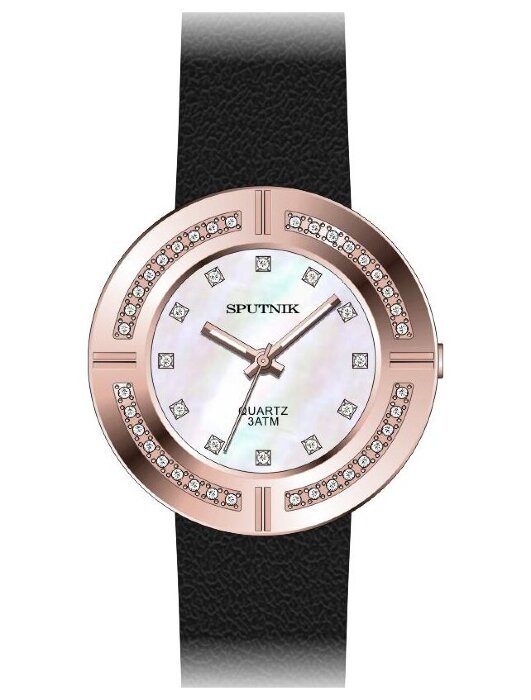 Наручные часы Спутник Л-300512-8 (перл.) кам.,черный рем