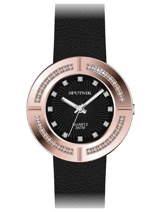 Наручные часы Спутник Л-300512-8 (черн.) кам.,черный рем