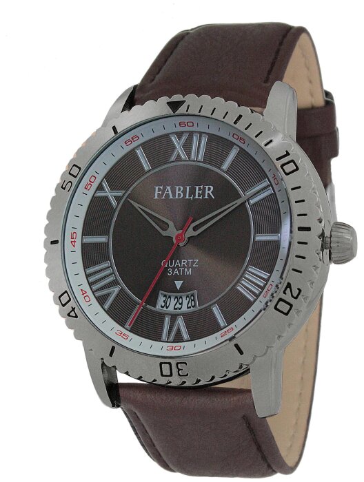 Наручные часы FABLER FM-710231-1 (сер.) 1 календарь,кож.рем