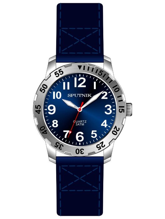 Наручные часы Спутник М-858510 Н-1 (синий) кож.рем