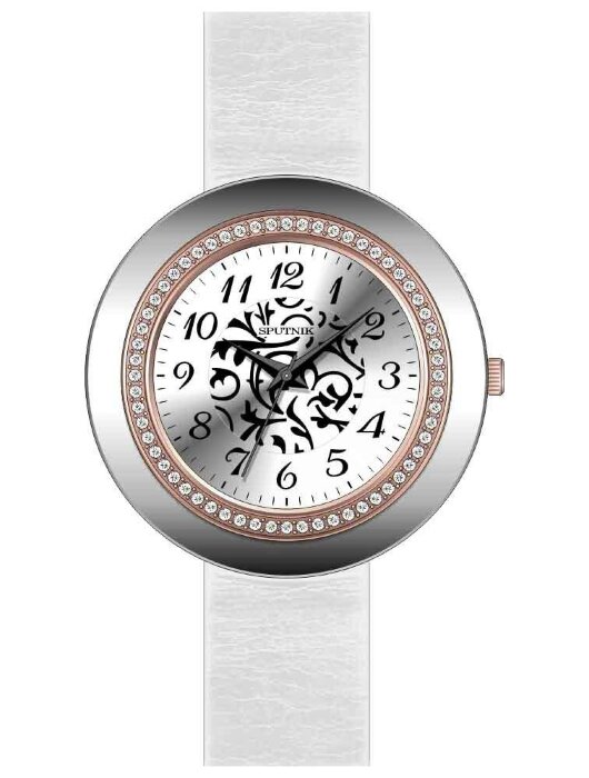 Наручные часы Спутник Л-300530-4 (сталь) кам.,белый рем