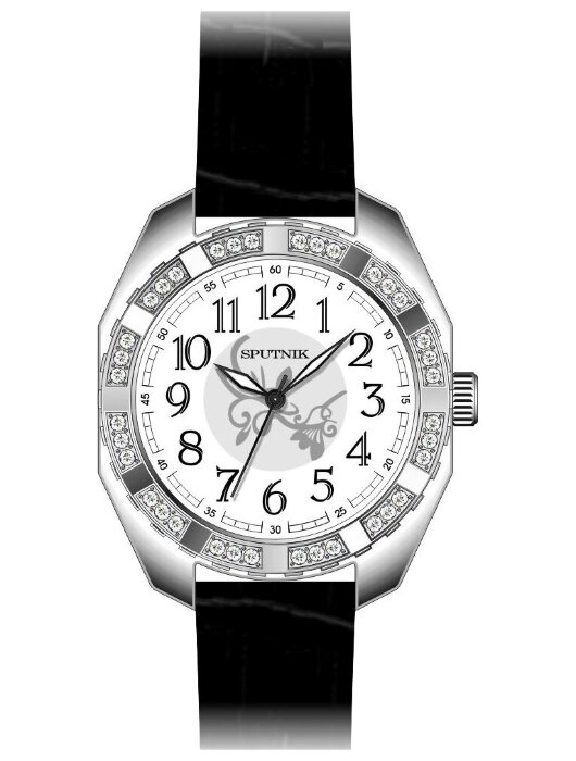 Наручные часы Спутник Л-300580-1 (бел.) кам.,черный рем