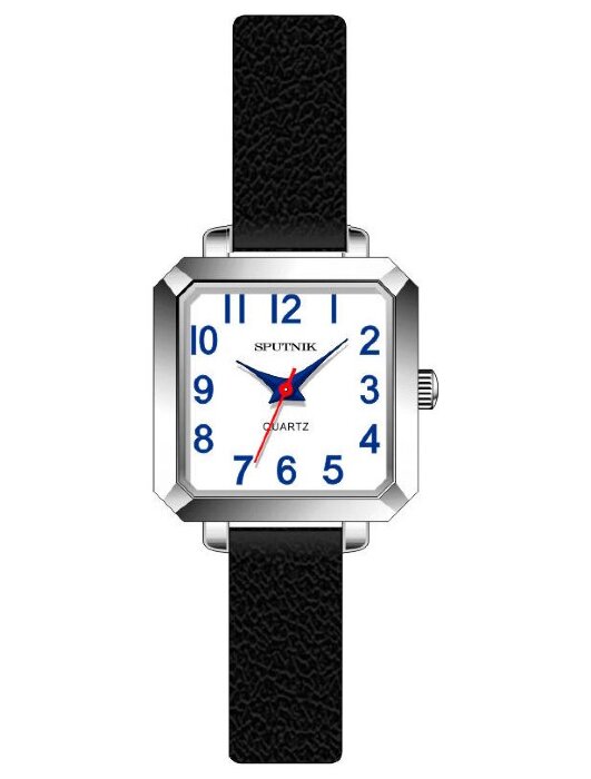 Наручные часы Спутник Л-201210-1 (бел.,син.оф.) черный рем