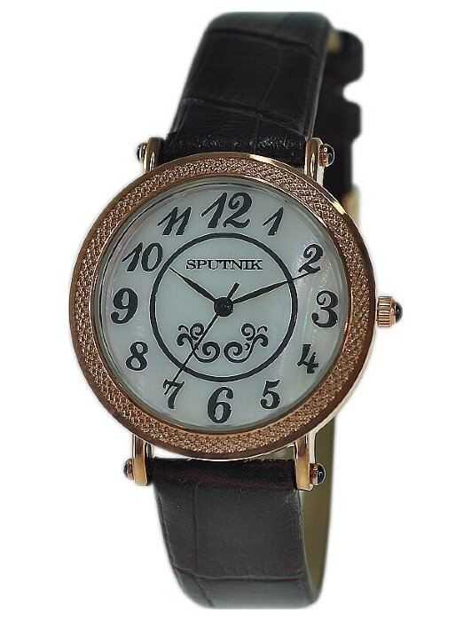 Наручные часы Спутник Л-200640-8 (перл.) коричневый рем
