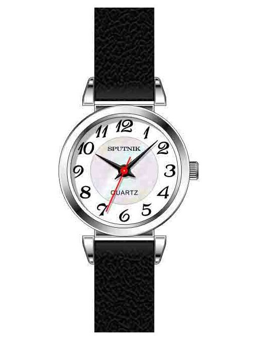 Наручные часы Спутник Л-201240-1 (бел.+перл.) черный рем