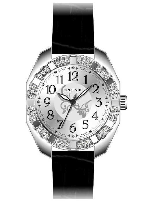 Наручные часы Спутник Л-300580-1 (сталь) кам.,черный рем