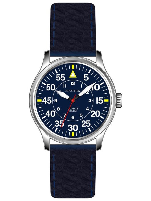 Наручные часы Спутник М-858500 Н-1 (синий) кож.рем