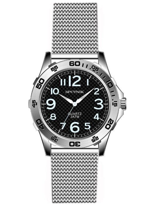 Наручные часы Спутник М-858430 Н-1 (черн.,син.оф) браслет