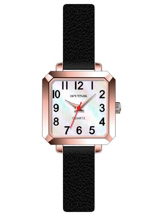 Наручные часы Спутник Л-201210-8 (перл.) черный рем