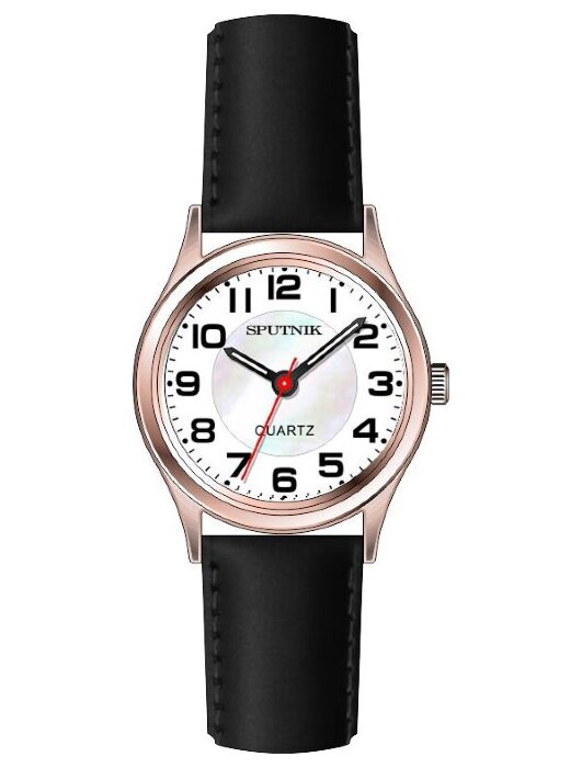 Наручные часы Спутник Л-201320-8 (бел.+перл.) черный рем