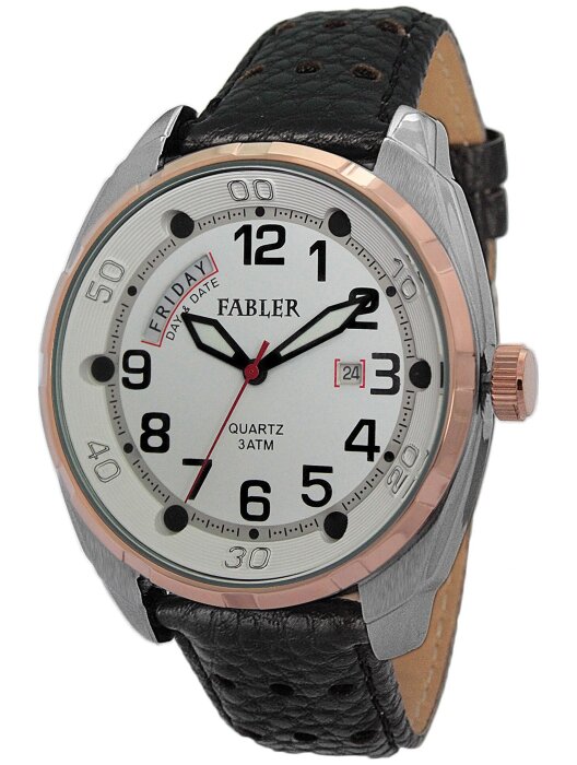 Наручные часы FABLER FM-710110-6 (бел.) 2 кален-рь,кож.рем