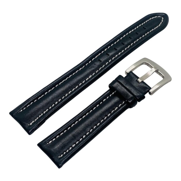 Ремешок BREATLING XL Черный гладкий с белой строчкой 24мм