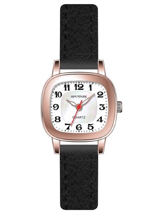 Наручные часы Спутник Л-201100-8 (бел.+перл.) черный рем
