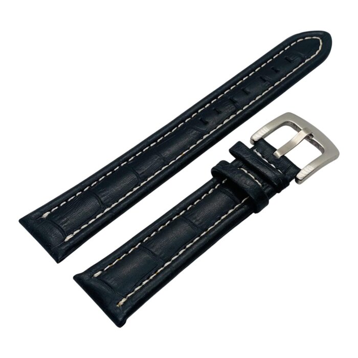 Ремешок BREATLING XL Черный KROKO мат с белой строчкой 24мм