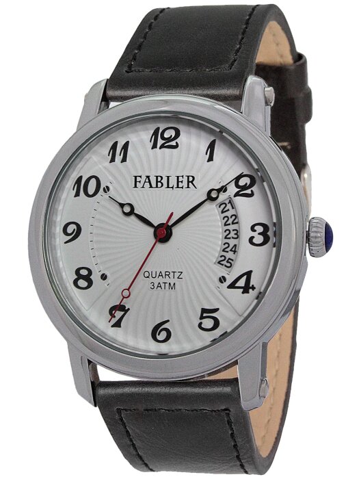 Наручные часы FABLER FM-710100-1 (бел.) 1 кален-рь,кож.рем